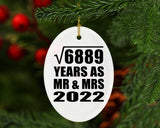 83rd Anniversary Square Root of 6889 Years As Mr & Mrs 2022 - Oval Ornament