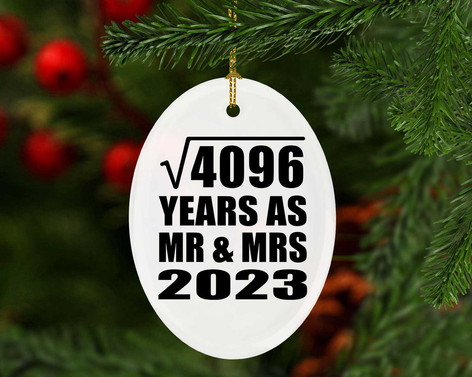 64th Anniversary Square Root of 4096 Years As Mr & Mrs 2023 - Oval Ornament