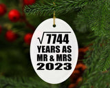 88th Anniversary Square Root of 7744 Years As Mr & Mrs 2023 - Oval Ornament