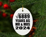 83rd Anniversary Square Root of 6889 Years As Mr & Mrs 2024 - Oval Ornament