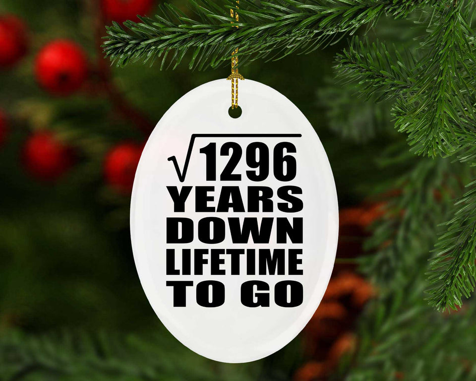 36th Anniversary Square Root of 1296 Years Lifetime To Go - Oval Ornament