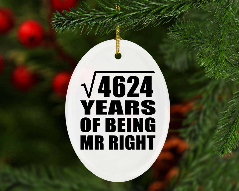 68th Anniversary Square Root of 4624 Years of Being Mr Right - Oval Ornament