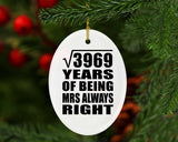 63rd Anniversary Square Root of 3969 Years Mrs Always Right - Oval Ornament