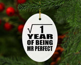 1st Anniversary Square Root of 1 Year of Mr Perfect - Oval Ornament