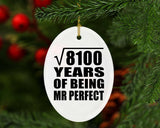 90th Anniversary Square Root of 8100 Years of Mr Perfect - Oval Ornament