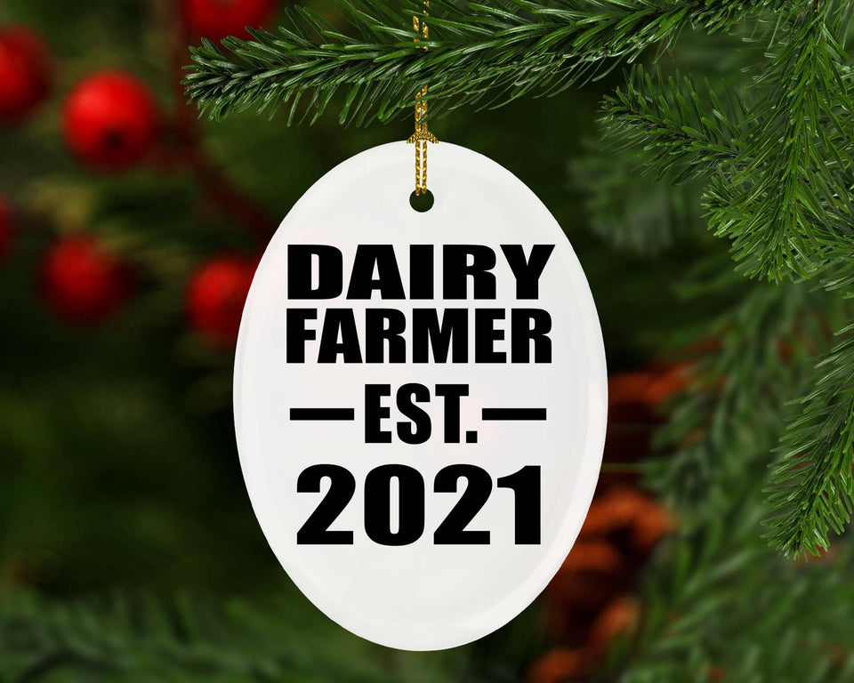 Dairy Farmer Established EST. 2021 - Oval Ornament
