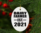 Dairy Farmer Established EST. 2021 - Oval Ornament