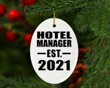 Hotel Manager Established EST. 2021 - Oval Ornament