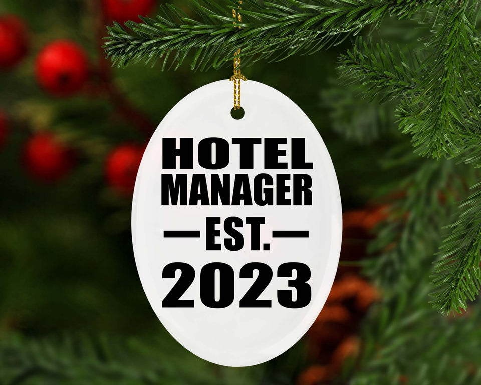Hotel Manager Established EST. 2023 - Oval Ornament