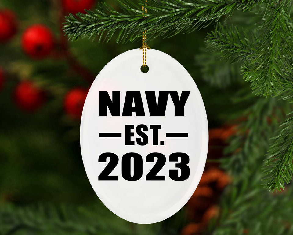 Navy Established EST. 2023 - Oval Ornament