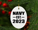 Navy Established EST. 2023 - Oval Ornament