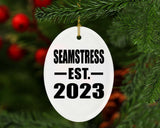 Seamstress Established EST. 2023 - Oval Ornament