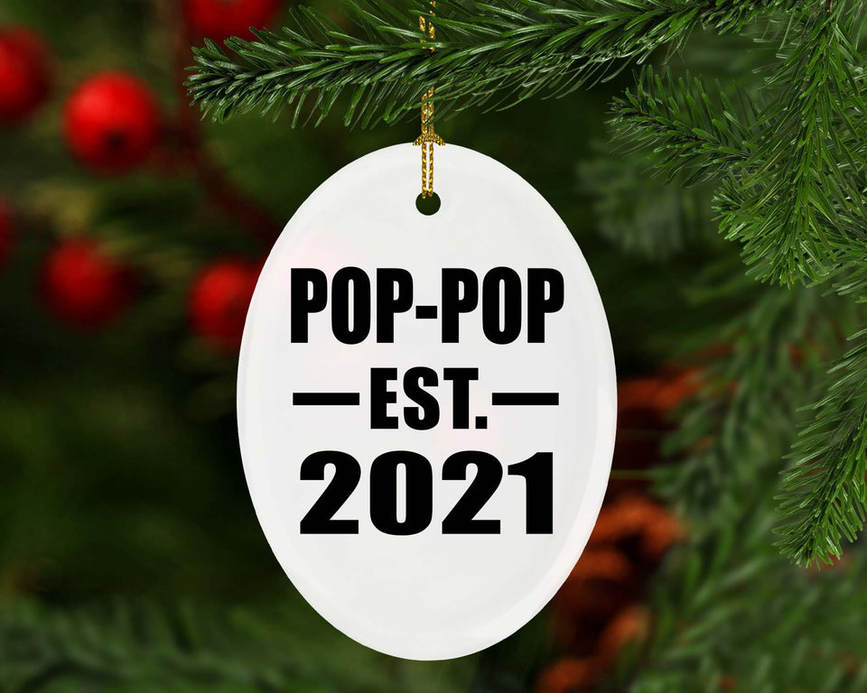Pop-Pop Established EST. 2021 - Oval Ornament