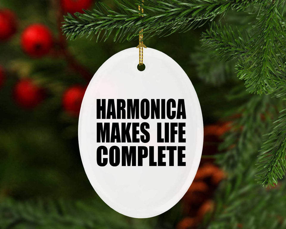 Harmonica Makes Life Complete - Oval Ornament