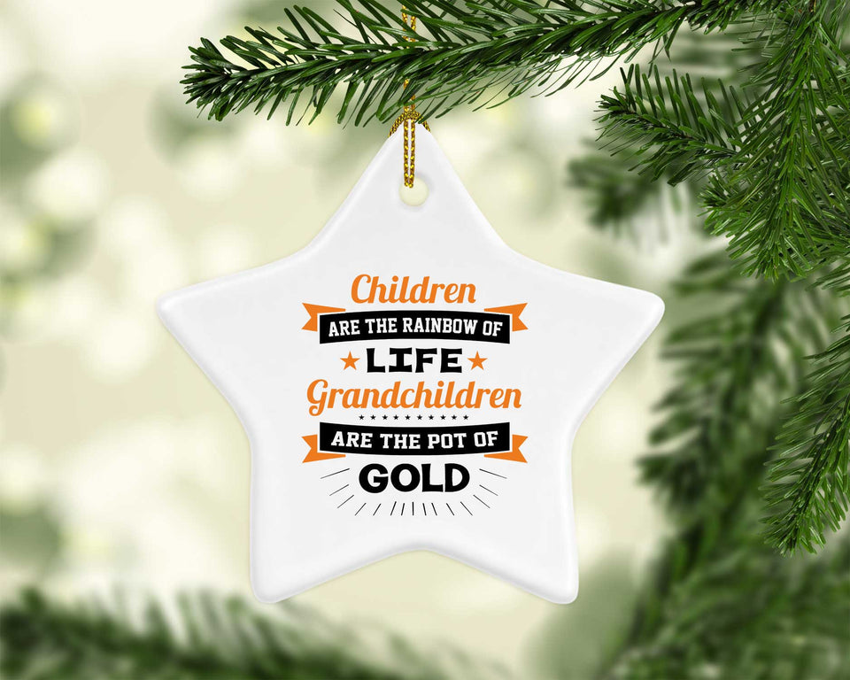 Children Are Rainbow Of Life, Grandchildren Are Pot Of Gold - Star Ornament