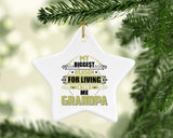 My Biggest Reason For Living Calls Me Grandpa - Star Ornament