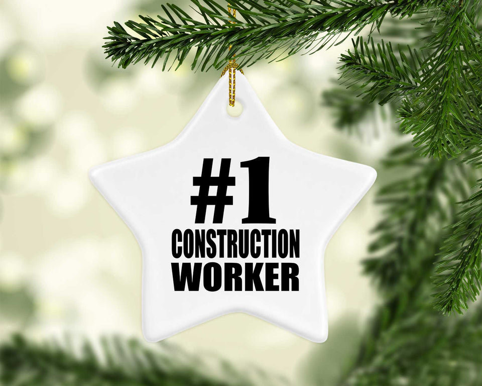 Number One #1 Construction Worker - Star Ornament
