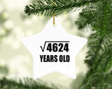 68th Birthday Square Root of 4624 Years Old - Star Ornament