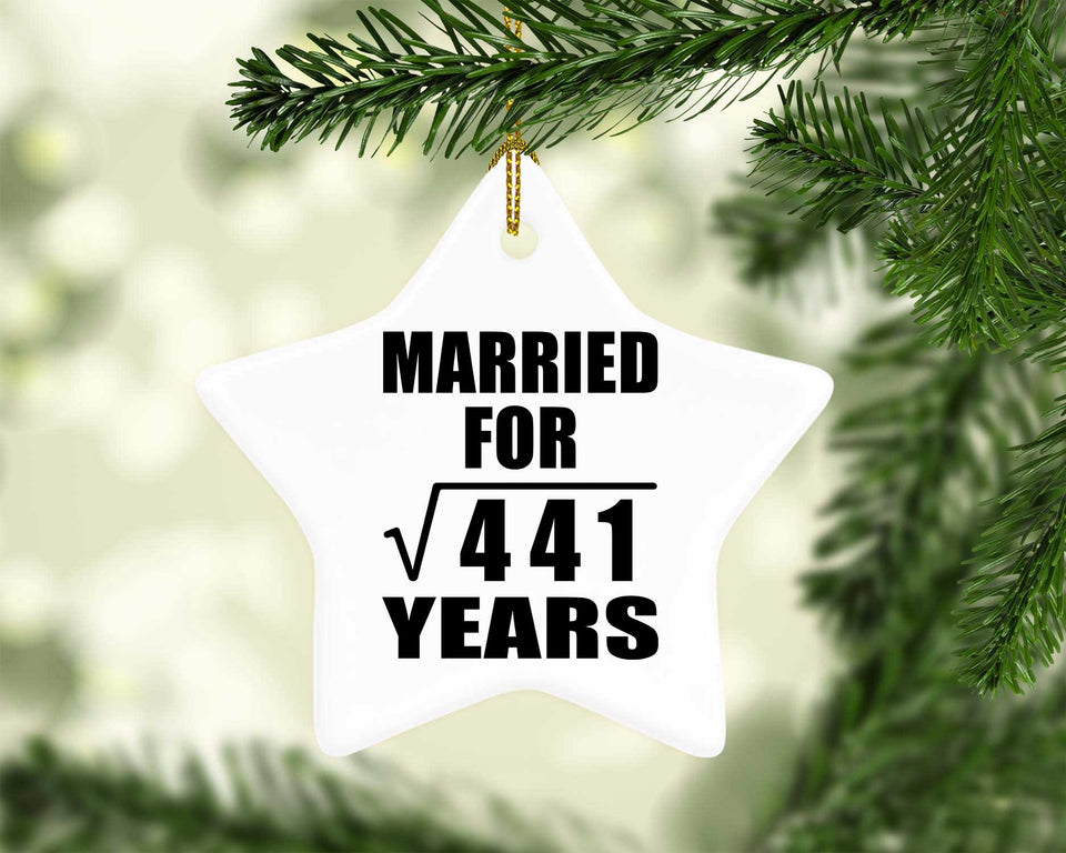 21st Anniversary Married For Square Root of 441 Years - Star Ornament
