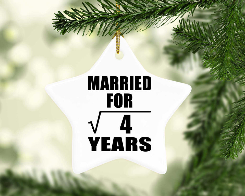 2nd Anniversary Married For Square Root of 4 Years - Star Ornament