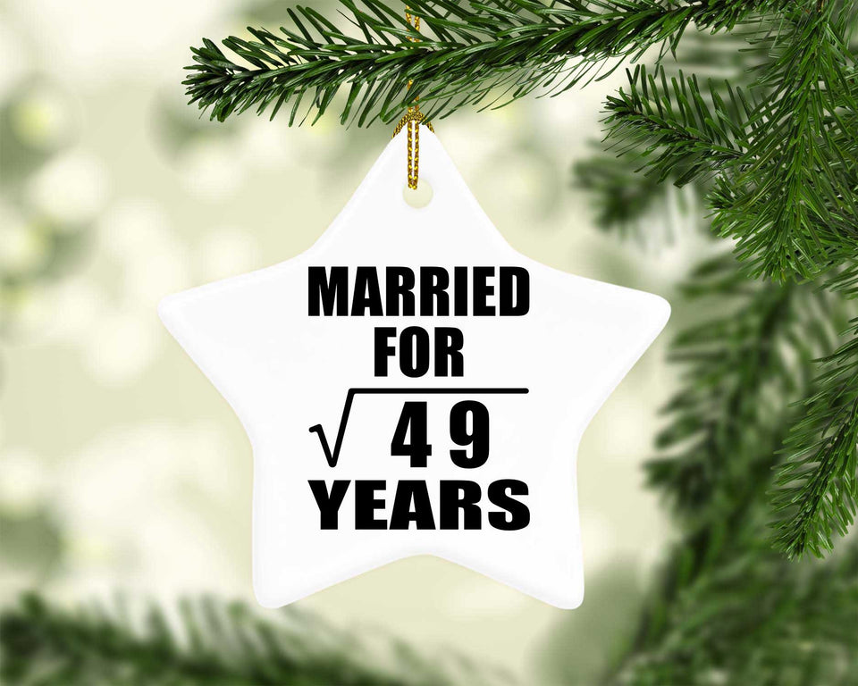 7th Anniversary Married For Square Root of 49 Years - Star Ornament
