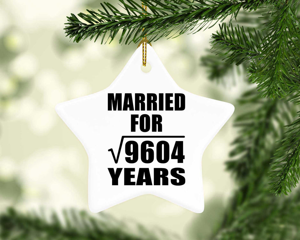 98th Anniversary Married For Square Root of 9604 Years - Star Ornament