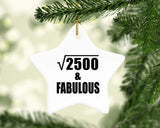 50th Birthday Square Root of 2500 & Fabulous - Star Ornament