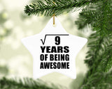 3rd Birthday Square Root of 9 Years of Being Awesome - Star Ornament