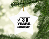 6th Anniversary Square Root of 36 Years Anniversary - Star Ornament