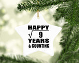 Happy 3rd Anniversary Square Root of 9 Years & Counting - Star Ornament