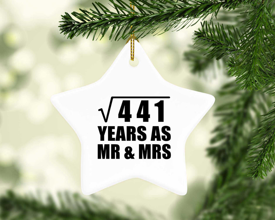 21st Anniversary Square Root of 441 Years As Mr & Mrs - Star Ornament