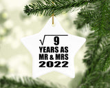 3rd Anniversary Square Root of 9 Years As Mr & Mrs 2022 - Star Ornament
