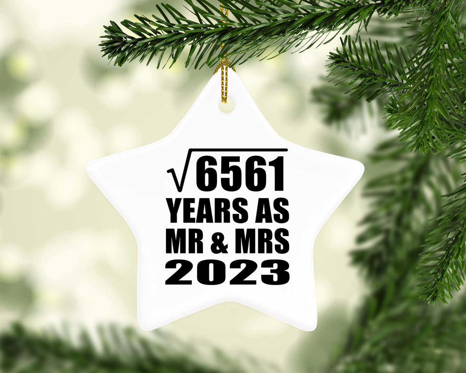 81st Anniversary Square Root of 6561 Years As Mr & Mrs 2023 - Star Ornament