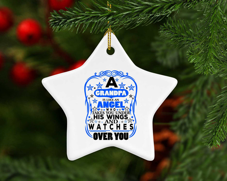 Grandpa Is Like An Angel Takes You Under His Wings - Star Ornament