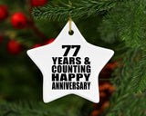 Happy 77th Anniversary 77 Years & Counting - Star Ornament