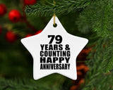 Happy 79th Anniversary 79 Years & Counting - Star Ornament