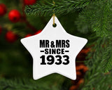 91st Anniversary Mr & Mrs Since 1933 - Star Ornament