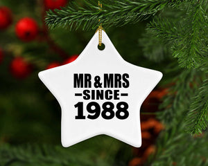 36th Anniversary Mr & Mrs Since 1988 - Star Ornament