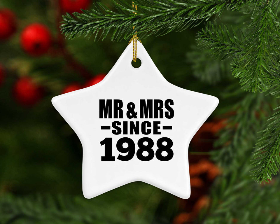 36th Anniversary Mr & Mrs Since 1988 - Star Ornament