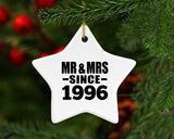 28th Anniversary Mr & Mrs Since 1996 - Star Ornament