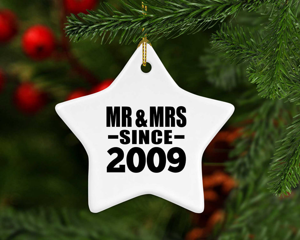 15th Anniversary Mr & Mrs Since 2009 - Star Ornament