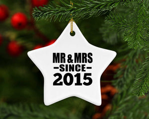9th Anniversary Mr & Mrs Since 2015 - Star Ornament