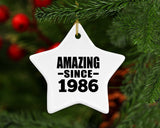 38th Birthday Amazing Since 1986 - Star Ornament
