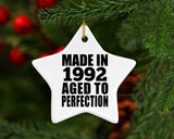32nd Birthday Made In 1992 Aged to Perfection - Star Ornament