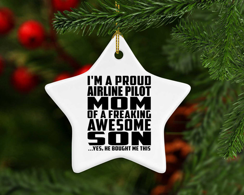 Proud Airline Pilot Mom Of Awesome Son - Star Ornament