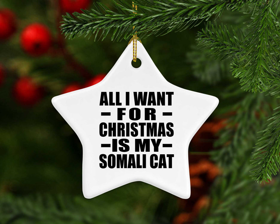 All I Want For Christmas Is My Somali Cat - Star Ornament