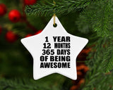 1st Birthday 1 Year 12 Months 365 Days Of Awesome - Star Ornament