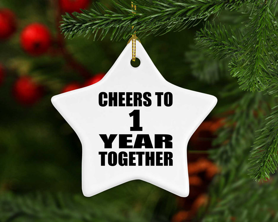 1st Anniversary Cheers To 1 Year Together - Star Ornament