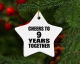 9th Anniversary Cheers To 9 Years Together - Star Ornament