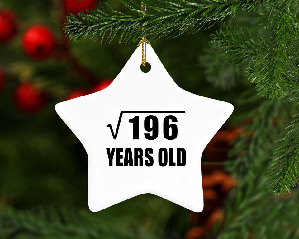 14th Birthday Square Root of 196 Years Old - Star Ornament